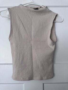 Zara Sleeveless Ribbed Tank - Taupe Beige